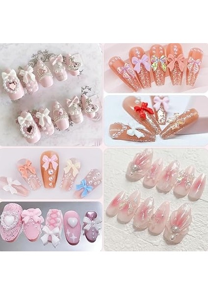 Süsleme Charm Nail Art Charm Taşları Fiyonk Dizayn Mix Renk 3D Tırnak Süsleri 042 modelleri