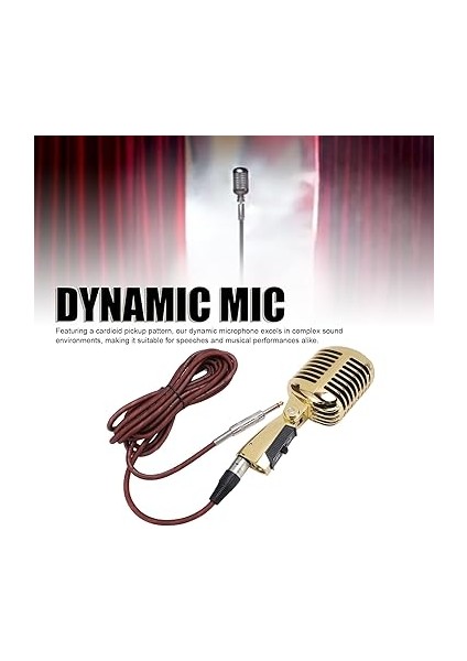 Microphone, Handheld Mic For Vocals With Cardioid Pick Up Pattern,retro Cardioid Pickup Angle Adjustable Mic For Stage Performance Ktv (Gold) fiyatları