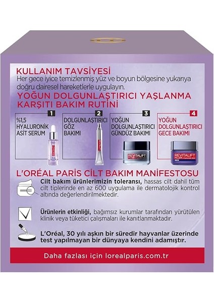 Parıs Revitalift Filler Yoğun Dolgunlaştırıcı Hyaluronik Asit Içeren Yaşlanma Karşıtı Gece Kremi 50 ml fırsatları