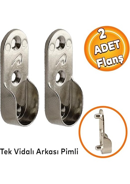 Askı Flanşı Oval Dolap Boru Sabitleme Kıyafet Elbise Askı Flanş Aparatı Krom 45 mm (2 Adet) indirimleri