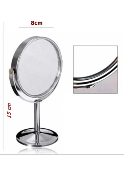 Home Mini Masa Üstü Makyaj Aynası, 360 Derece Dönebilen, Çift Taraflı, Krom Kaplama, Kompakt ve Şık Tasarım (Yuvarlak) fiyatları