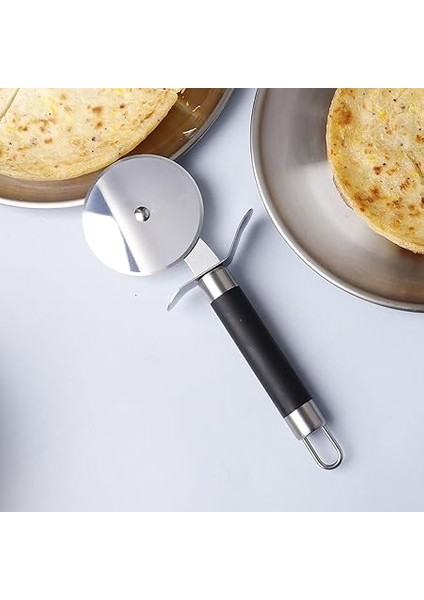 Paslanmaz Çelik Ahşap Saplı Pizza Dilimleyici, Yuvarlak Pizza Kesici Bıçak, Hamur ve Waffle Kesici, Ergonomik Tasarım modelleri