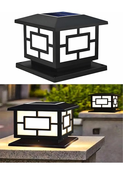 Solar Güneş Enerjili 10W Set Üstü Bahçe Aydınlatması, Su Geçirmez, 3200K-6500K, Sütun Üzeri Solar Küp Armatür, 2 Modlu (Beyaz-Gün Işığı), Veranda, Çit, Bahçe Duvarı Küp Aydınlatma 165×110 mm