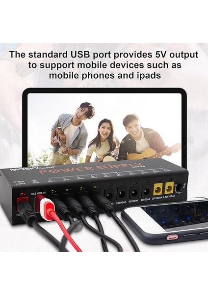 Bağımsız Kısa Devre Korumalı 11 Kanallı Gitar Pedalı Güç Kaynağı D 9V/12V/18V Efekt Pedalı Için Güç Kaynağı Siyah Ab Fişi indirimleri