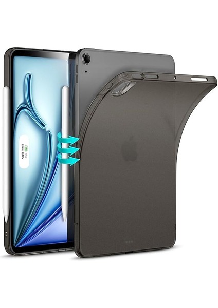 iPad Air 11 Inç M3 2025/M2 2024, iPad Air 6./5./4. Nesil (2022/2020), Ince ve Hafif, Sararmaya Dayanıklı, Şeffaf Arka Kapak, Kalem Pro ve Kalem (Usb-C), Zero Serisi,mat Siyah