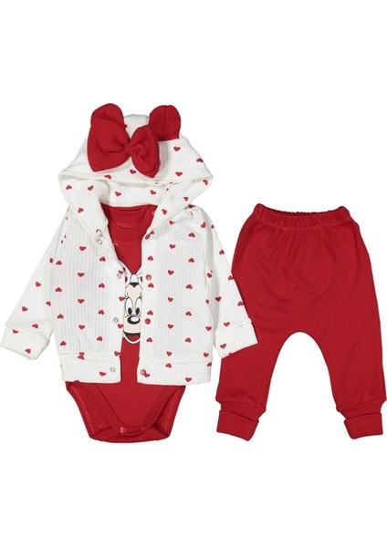 Kız 3/9 Ay Hırkalı Kalp Baskılı 3'lü Takım fiyatları