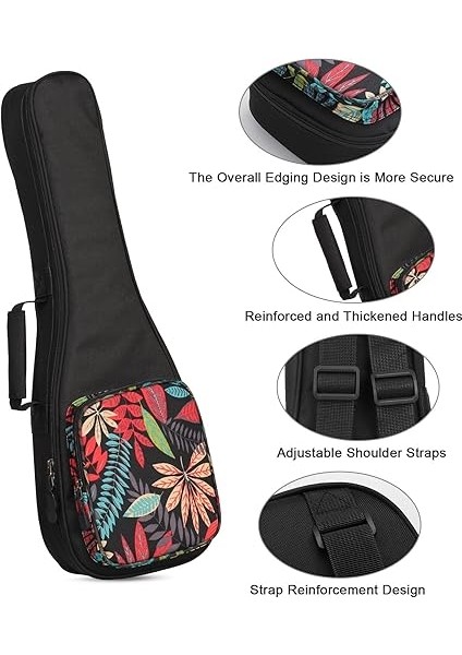 Renkli Ukulele Çantası, Ukulele Konseri Için Gigbag, Soprano Ukuleleler Için, Ayarlanabilir Omuz Askısı ve Rahat Taşıma Sapı, Kalın Yastık ve Güçlendirilmiş Fermuar. indirimleri