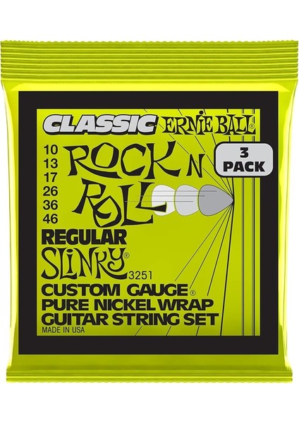 Ballu Düzenli Slinky Klasik Rock And Roll Elektro Gitar Dizeleri Saf Nikel Yara 3 Paket Ölçer 10-46