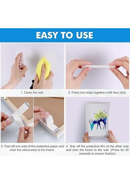 Yapışkanlı Cırt Cırt Bant, Beyaz, 4 Çift, Güçlü Yapışma Özellikli (Beyaz, Orta Boy 69MM) fırsatları