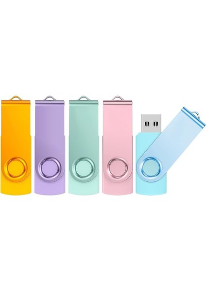 USB Stick 16 GB 5 Adet High Speed USB 3.0 Bellek Çubuğu Çok Renkli Rotate Metal Memory Stick 5'li Paket