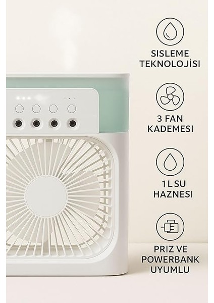 Taşınabilir Mini Masaüstü Vantilatör | Sessiz Çalışma, 3 Kademeli Hız, Gece Lambalı modelleri