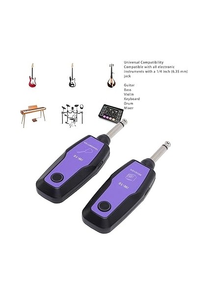 Kablosuz Gitar Sistemi, 4 Kanal Şarj Edilebilir Sesli Gitar Verici Alıcı Elektro Gitar Bas Ukulele Için 98FT Mesafeye Kadar, 8 Saatlik Pil Ömrü indirimleri