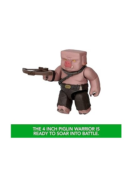 Minecraft Filmden Ilham Alan Aksiyon Figürü Seti, Işıklar, Sesler ve Ateş Topu Fırlatma Özelliğiyle Balon Figürü, Fırlatıcı ve Disk, Piglin Savaşçısı, JFB69 fırsatları