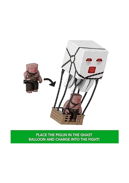 Minecraft Filmden Ilham Alan Aksiyon Figürü Seti, Işıklar, Sesler ve Ateş Topu Fırlatma Özelliğiyle Balon Figürü, Fırlatıcı ve Disk, Piglin Savaşçısı, JFB69 indirimleri