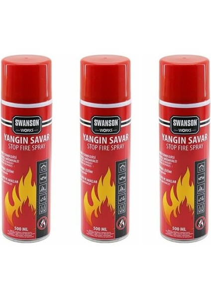 Adet Yangın Söndürücü - Yangın Savar Sprey 500ML + 500 ml + 500 ml Ev - Ofis - Oto Araç Ateş Boğucu Köpük Tabaka Oluşturur (5122)