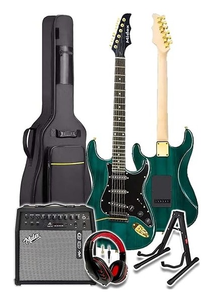 GLC-40GR-50AMP Elektro Gitar Seti 50 Watt Şarjlı Bt Amfi Kulaklık ve Full Set fiyatları