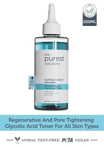Purest Solutions, Canlandırıcı ve Gözenek Sıkılaştırıcı Tüm Ciltler Için Glikolik Asit Tonik 200 ml fiyatları