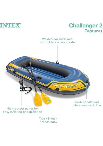 Challenger 2 Şişme Bot, Mavi/sarı, 236 x 114 x 41 Cm, 1 Adet modelleri