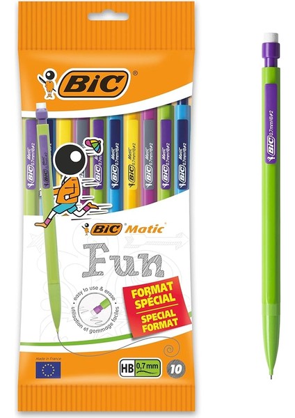 Matic Combo Fun 0.7 Uçlu Kalem 10'lu Poşet, Farklı Renklerde Versatil Kalem, Kalem Içi 3 Adet Uç, Silgili