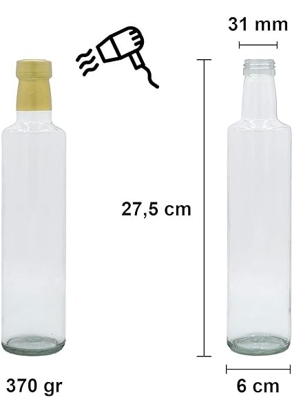 500 ml Şeffaf Dorika Kilitli Kapaklı ve Kapüşonlu Boş Cam Şişe 12 Adet fiyatları