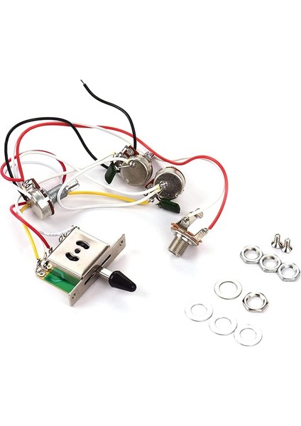 Guitar Wg Harness Kit Elektrik Gitar Kablo Demeti Kiti Değiştirme ile 1 Hacim 2 Ton 1 Jack 500 K Stratocaster Gitar Için 5-Way Geçiş Anahtarı