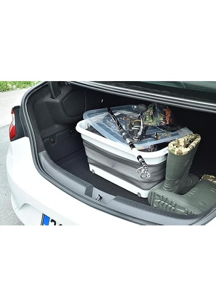 Home Katlanabilir Şeffaf Kapaklı Saklama Kabı – Tekerlekli Büyük Hacimli Oyuncak Kutusu, Çamaşır Sepeti ve Organizer – Plastik Kapaklı Düzenleyici Kutu, Ev ve Ofis Için Çok Amaçlı (45 Litre) modelleri