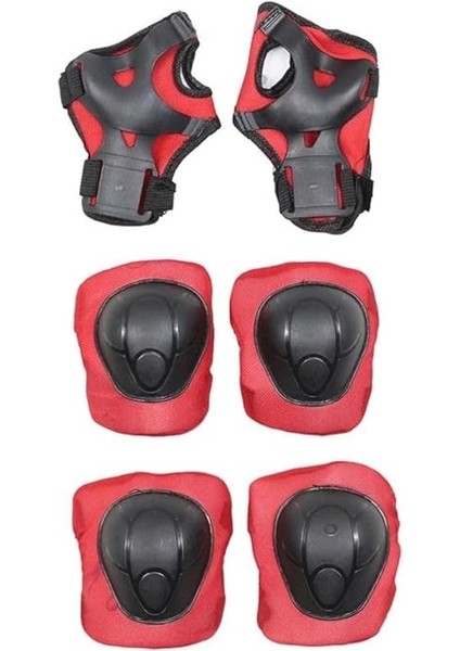 Store Koruyucu Dizlik Dirseklik El Koruyucu Set 6 Parça Bisiklet Scooter Paten Koruma 4-12 Yaş, Kırmızı-Siyah fırsatları
