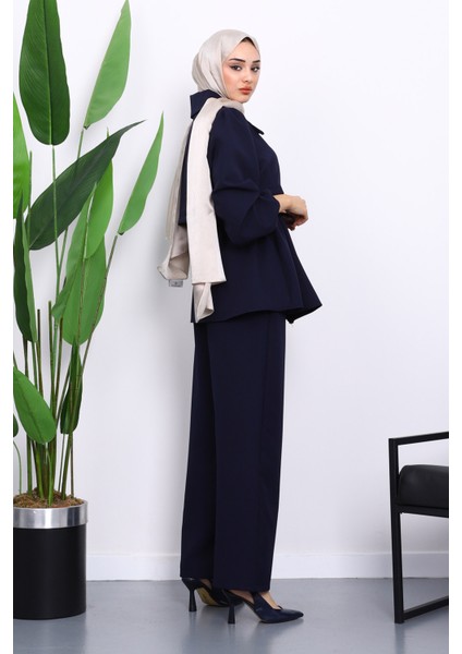Lacivert Double Krep Tunik Pantolonlu Takım fırsatları