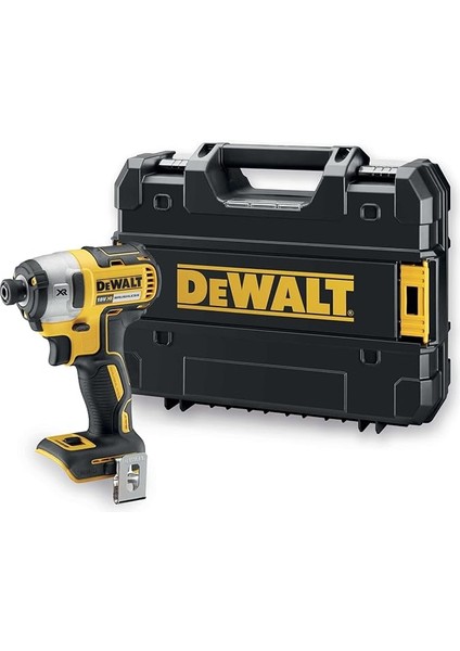 DCF887NT Akülü Darbeli Tornavida (18 Volt, 205 Nm Tork, 1/4 Inç Altıgen Soket, Fırçasız, LED Diyot, Aksesuarlar ve Tstak Kutusu Dahil, Pil ve Şarj Cihazı Olmadan) Siyah/sarı