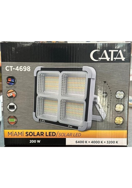 CT-4698 Miami Solar LED Projektör (Yeni Solar Panel ve Pil Ömrü Güçlendirilmiş) modelleri