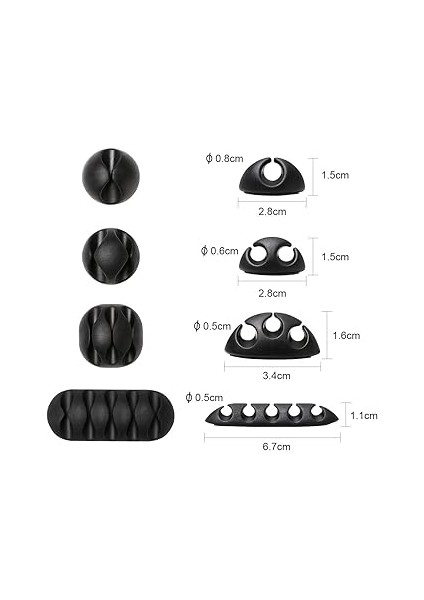 Kablo Klipleri Kablo Tutucu, Çok Amaçlı Kablo Yönetim Kablosu Düzenleyici Seti Masa, Güç Kablosu, USB Şarj Kablosu, Şarj Aletleri, Ses Kablosu, 20'li Paket, Siyah fiyatları