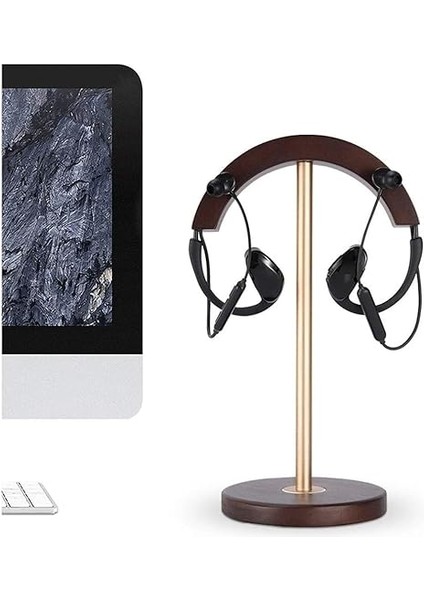 Alüminyum Kulaklık Standı, Masaüstü Ekran Standı Kulaklık Aksesuarları ve Kulaklık Tutucu Oyun Pc, Ceviz+Altın indirimleri