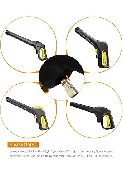 6m Yüksek Basınç Hortumu, Click Quick Connect Plug-In Sistemli Karcher Basınçlı Yıkayıcılar K2 K3 K4 K5 K6 K7 Ev ve Bahçe Serisi indirimleri
