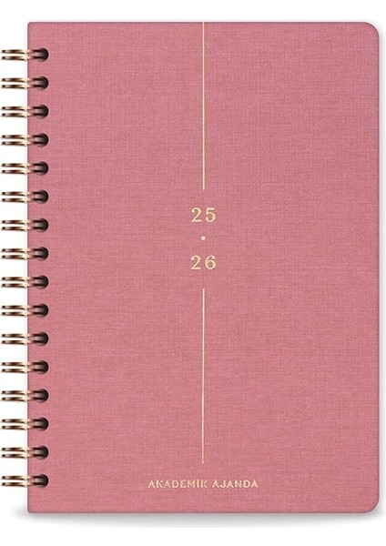 A5 Spiralli Keten 16 Aylık Akademik Ajanda - Pembe modelleri