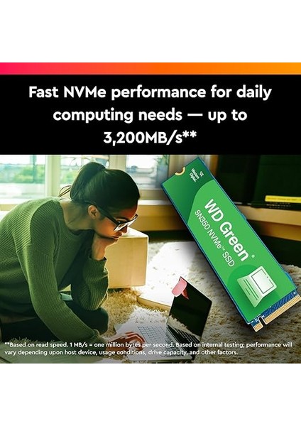 Digital Wd SN350 2tb Nvme Dahili SSD Katı Hal Sürücüsü - Gen3 Pcıe, Qlc, M.2 2280, 3.200 Mb/s'ye Kadar, Yeşil indirimleri