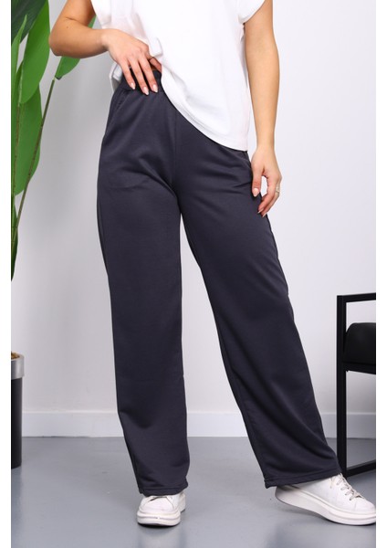 Füme Bel Lastikli İki İplik Palazzo Eşofman Alt modelleri