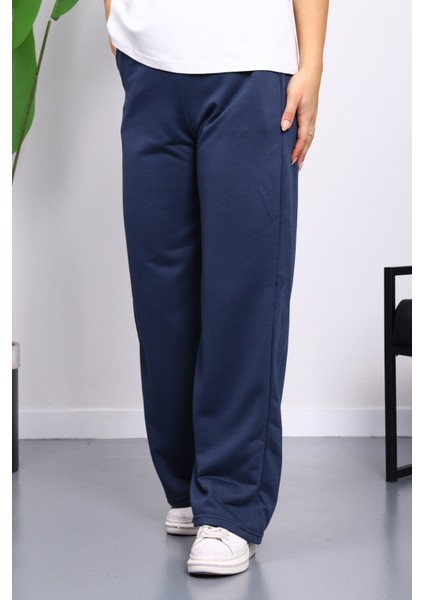 Antrasit Bel Lastikli İki İplik Palazzo Eşofman Alt