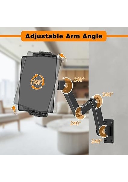 iPad Duvar Montajı, Ayarlanabilir Katlanabilir Tablet Duvar Montajı, Iş ve Ev Için iPad Duvar Tutacağı Braketi, Tüm 4,7-13,5 Inç Tabletlerle Uyumlu iPad Telefonları fırsatları