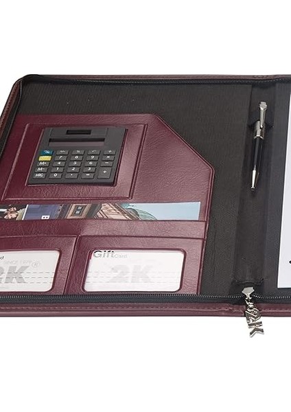 413-4 Fermuarlı Lüks Sekreterlik Hesap Makineli Bordo fiyatları