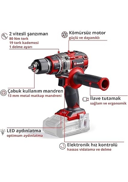 Professional Akülü Vidalama Tp-Cd 18/80 Li Bl-Solo Power X-Change (18 V, Kömürsüz, 80 Nm, 13 mm Mandren, 2 Vites, 19 Tork Ayarı, Delme Modu, Akü Dahil Değildir) - 4514300 modelleri