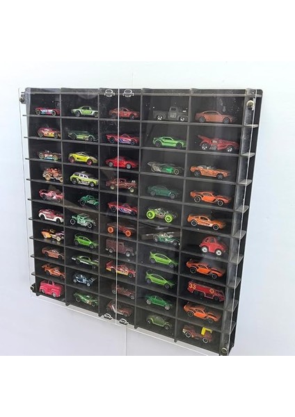 Kapaklı 1/64 Ölçek 50ARAÇ Hotwheels Matchbox Metal Araç Uyumlu Model Oyuncak Araba Rafı indirimleri