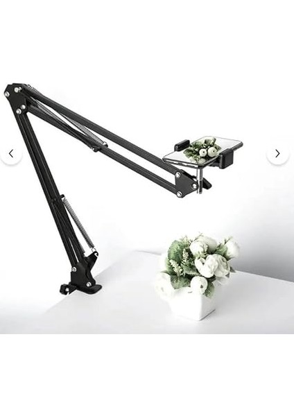 360° Üst Çekim Masaüstü Telefon Tripodu | Ayarlanabilir Süspansiyon Kol, Metal Kaymaz Taban, Evrensel Telefon Tutucu, Siyah modelleri