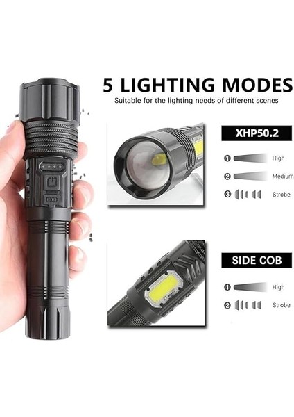 El Feneri USB Ipx-6 Su Geçirmez Zoom Taktik El Işığı Kamp Balıkçılık Yürüyüş Için USB Şarj indirimleri
