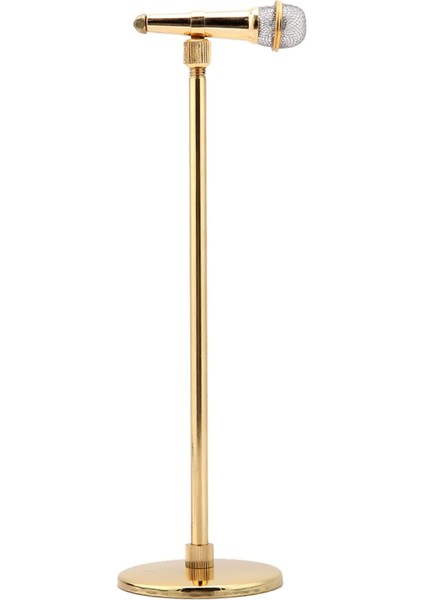 Altın Kaplama Mikrofon Model Mikrofon El Sanatları Süsleri Müzik Aleti Modeli Bakır Mo (16-22 Cm)
