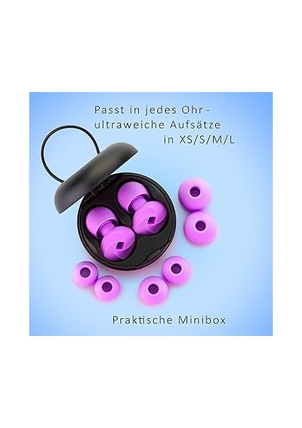 Için Kulak Tıkacı - Yumuşak, Tekrar Kullanılabilir Silikon Kulak Koruması, Snr 33 Db Gürültü Azaltma. Taşıma Kutusu ve Xs/s/m/l Boyutlarında Başlıklar ile (Turkuaz, Tek Beden) modelleri