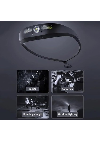 Kafa Lambası Silikon Hareket Sensörlü Şarjlı Kafa Lambası Kamp Bisiklet Koşu Balıkçılık Için Su Geçirmez USB LED Kafa Feneri, Şarj Edilebilir Baş Feneri, Açık Hava Aktiviteleri Için Lamba modelleri