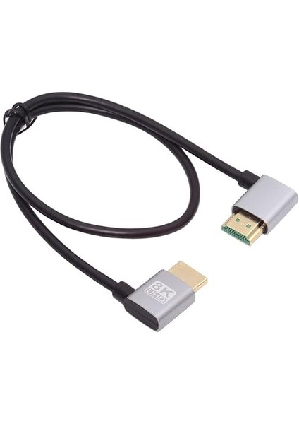 HDMI 2.1 Ultra Ince Hdtv Kablosu 8k 4K Hiper Süper Esnek Ince Kordon Sol Açılı Sol Açılı 90 Derece Tip-A Bilgisayar Hdtv Için