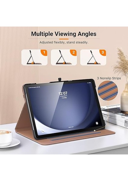 Case For Samsung Galaxy Tab A9 Plus 11" 2023 (SM-X210/SM-X216/SM-X218), Pu Leather Multi-Angle Viewing Folding Stand Cover Case With Hand Strap, Front Pocket, Auto Wake/sleep, Denim Blue & Brown fırsatları