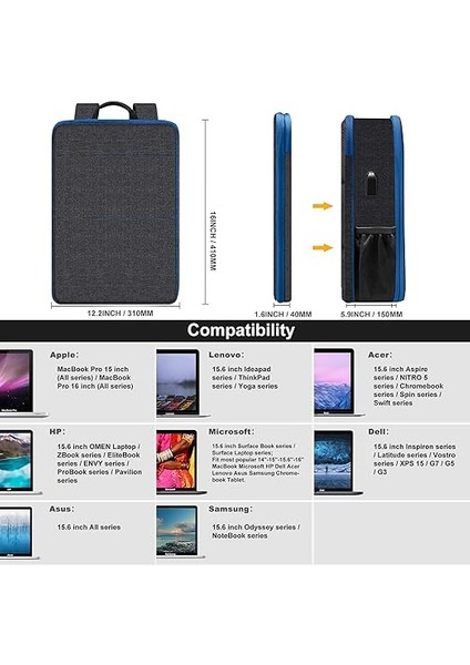 Ince ve Genişletilebilir Dizüstü Bilgisayar Sırt Çantası 15 15.6 16 Inç Kol, Dökülmeye Dayanıklı ve USB Dizüstü Bilgisayar Sırt Çantası Bilgisayar Çantası Için Erkek Kadın, B02BL01 fiyatları