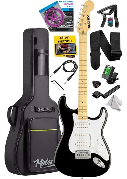 RPH-40WB Siyah Beyaz Elektro Gitar Seti Hsh Manyetik Maple Klavye Üst Kalite